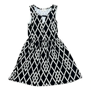 Everly Black White Textured Keyhole Mini Fit & Flare Argyle Dress M
